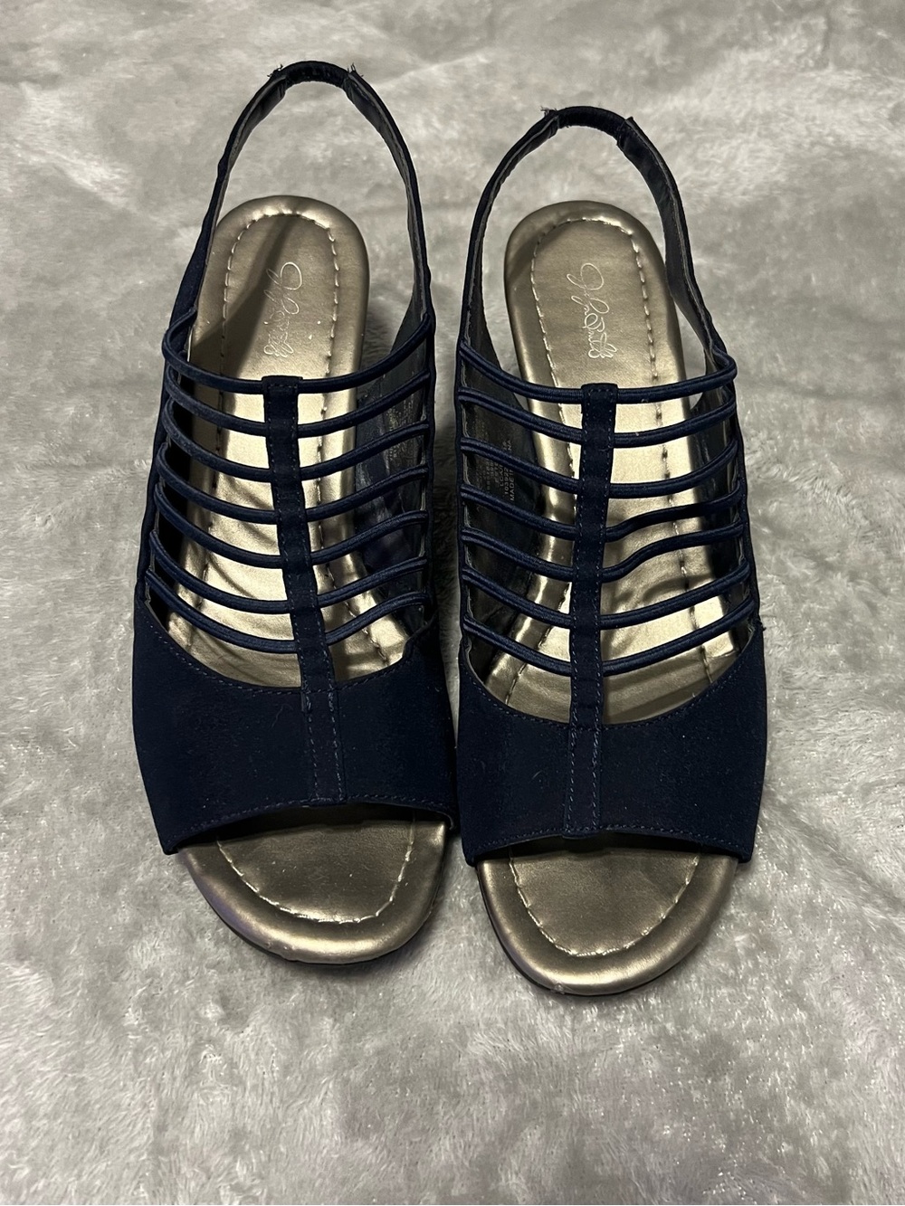 Women's Navy Strappy Slingback Sandals by (no brand)